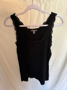 Apt. 9 Black Lace Trim Ribbed Tank Top